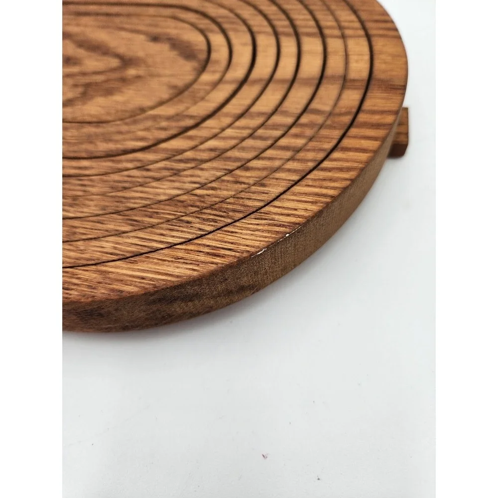 Folding Collapsible Wooden Oval Basket with Handle MCM wood vintage